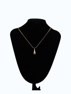 UTC Gold Tone Teardrop Pendant Necklace | Minimalist Dainty Necklace | Everyday